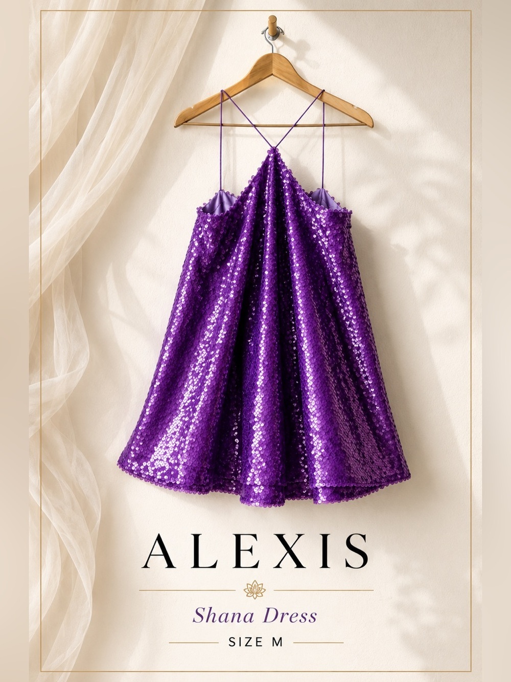 Alexis Shana Violet Sequin Halter Swing Dress Size M NWT